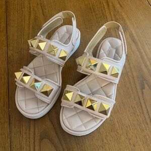 Michael Kors Gold Studded Cream Sandals